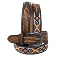 thumbnail image 2 of 34  Unisex 1.5" Western Beaded Tooled Full-Grain Leather Belt 26RTW25, 2 of 2