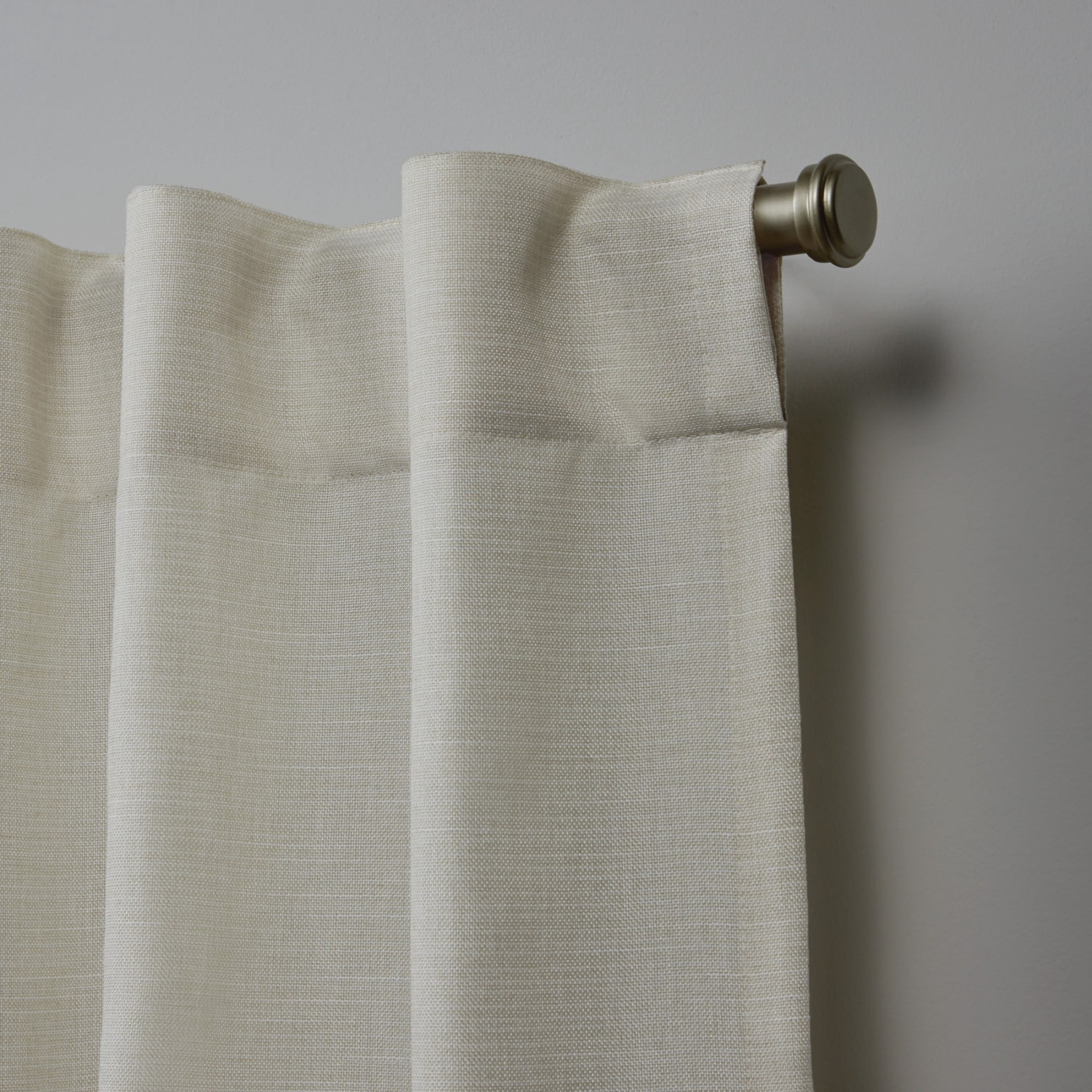 Nicole Miller Faux Linen Slub Textured Hidden Tab/Rod Pocket Top Light Filtering Curtain Panel Pair, 54"x84", Linen