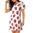 thumbnail image 2 of Wukai Hand Drawn Strawberry Print Women's Loose Short Sleeve Nightgown, Soft Sleep Dress for Comfortable Relaxation, Casual Lounge Wear, 2 of 6