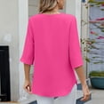 thumbnail image 5 of Jalioing Women's Chiffon Shirts Half Sleeve Crew Neck Summer Fashion Blouses Casual Trendy Plain Tops, 5 of 7