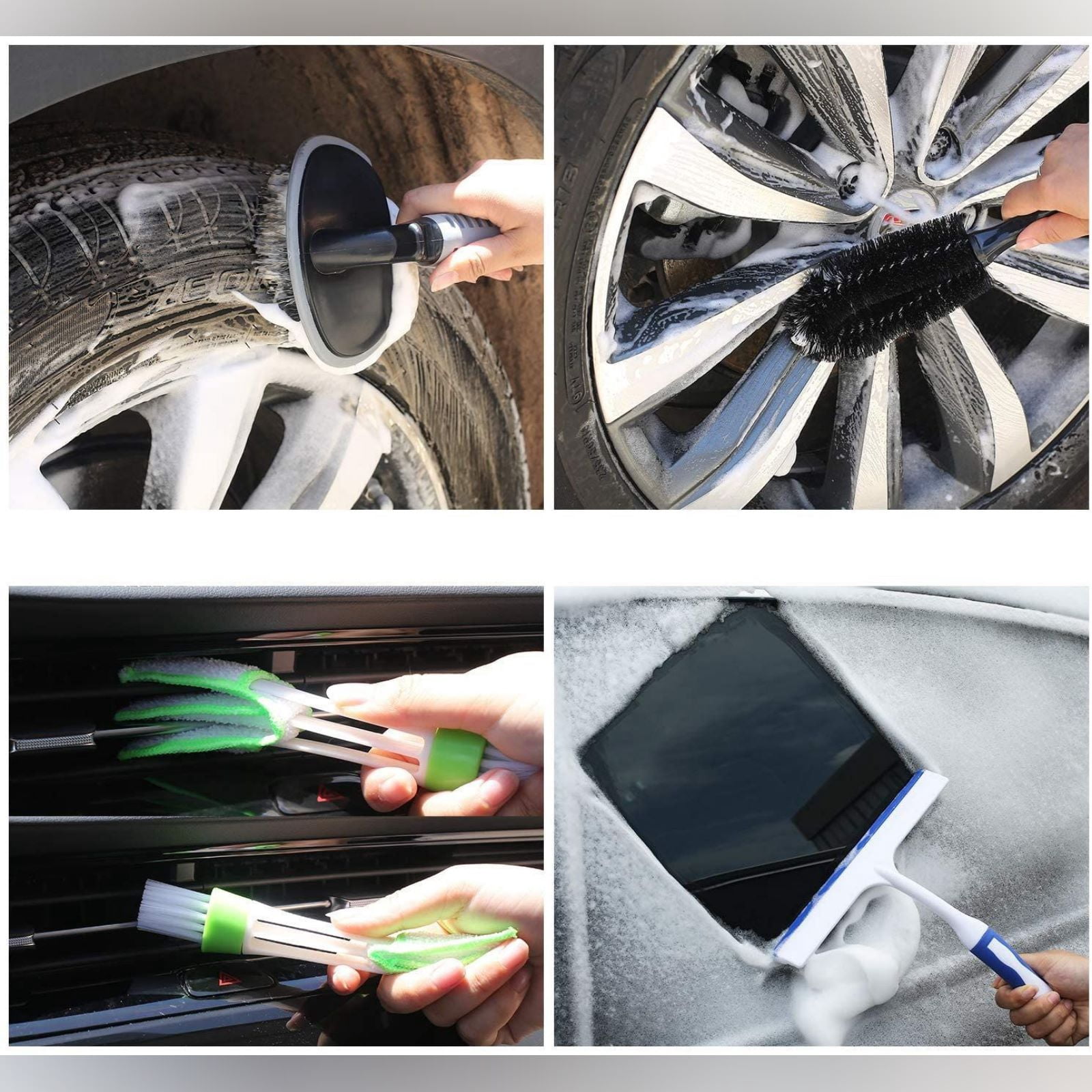 shulin 15Pcs Car Detailing Kit Interior Cleaner, Detailing Brushes Car Cleaning Kit for Wheel, Dashboard, Air Vent