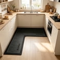 thumbnail image 4 of L Shape Kitchen Mat, Anti-slip Corner Kitchen Mats for Floor, 1 Piece L Shape Rug, Absorbent Runner in Front of Sink, Washable Floor Rugs for Home,Kitchen,Office(Grey ,59" x 59"), 4 of 6