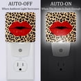 thumbnail image 2 of PhooArto Leopard Print and Red Lips Plug in LED Night Light Auto Sensor Dusk to Dawn Decorative Night for Bedroom, Bathroom, Kitchen, Hallway, Stairs, Baby's Room, Energy Saving, 2 of 7