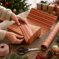 thumbnail image 4 of Brown Kraft Paper Roll with Red Vintage Stripes, Matte Christmas Wrapping Paper for Festive Diy Craft & Gift Wrap Paper Needs, Holiday Christmas Gift Ready Christmas Wrapping, 4 of 4
