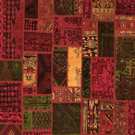 Ahgly Company Indoor Square Oriental Orange Modern Area Rugs, 6' Square