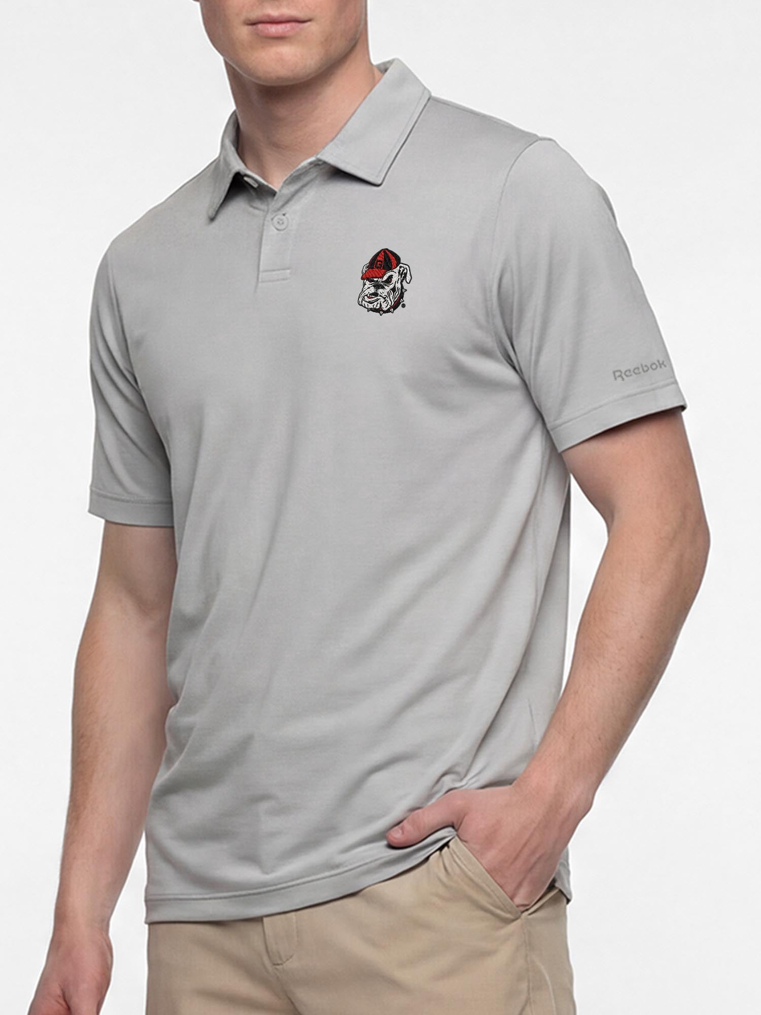 Georgia Bulldogs Reebok Mens Gray Short Sleeve Polo Shirt