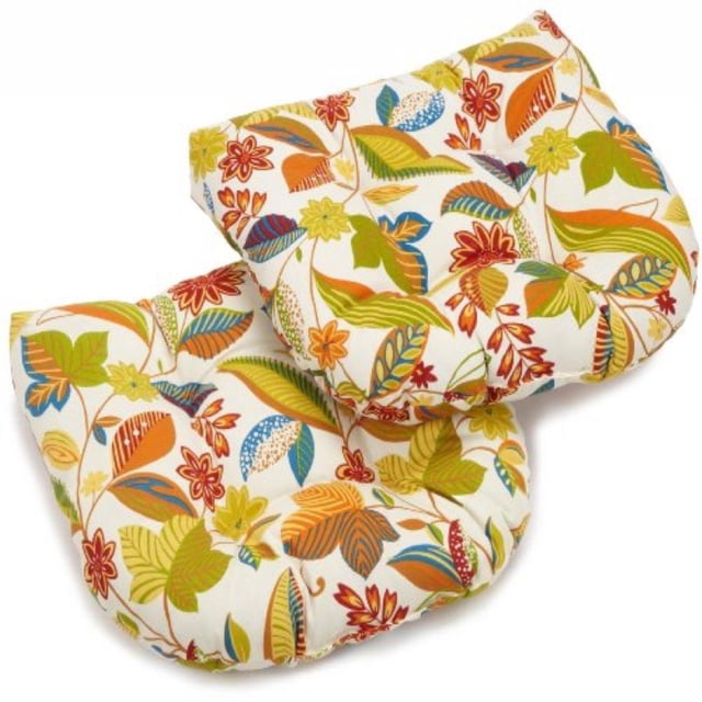 Coussin de Chaise de Salle à Manger Extérieur en Polyester Filé Tufté en Forme de U de 19 Pouces (Ensemble de 2) - Skyworks Multi