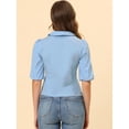 thumbnail image 3 of INSPIRE CHIC Blusa De Manga Corta Con Cuello De Peter Pan Para Mujer Azul S, 3 of 4