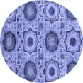 thumbnail image 1 of Ahgly Company Machine Washable Indoor Round Abstract Blue Modern Area Rugs, 5' Round, 1 of 4
