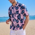 thumbnail image 3 of Button Front Hawaii Shirt,Men Short Sleeve Shirt Summer Short Sleeve Button Front Shirt Coconut Printed Shirt Elevated Design, 3 of 8