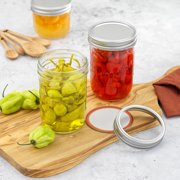 Wide Mason Jars with Airtight Lids, Labels and Measures - 16 oz - [Set of 6] Airtight Canning Jars, Glass Jars