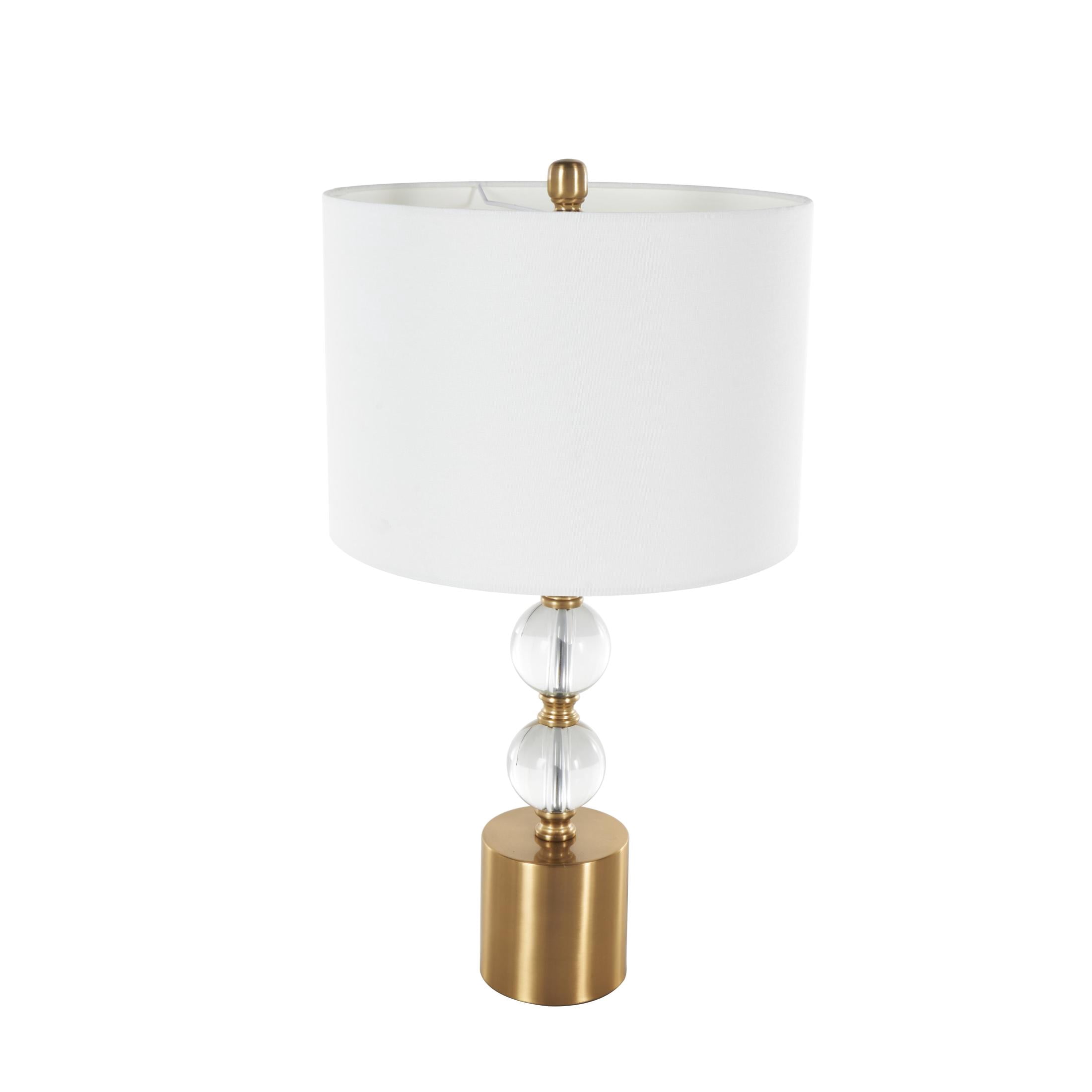 DecMode 25" Stacked Orbs Clear Table Lamp with White Linen Shade