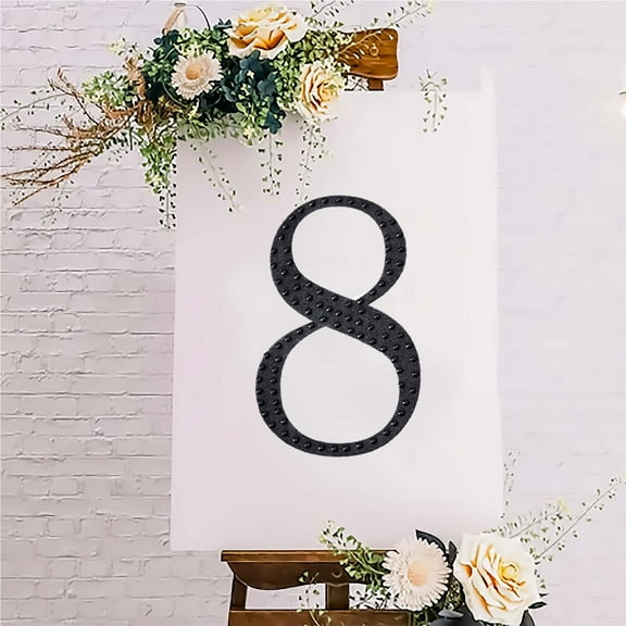 Efavormart 8" Number 8 Black Self-Adhesive Rhinestone Number Stickers for DIY Crafts, Handicraft Art, Graduation Cap Decorations Birthday Party, Wedding Alpha-Numeric stickers