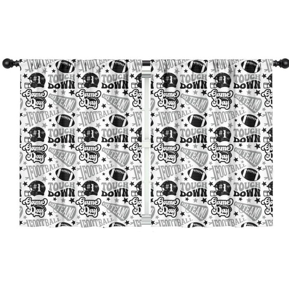 Blackout Kids Curtains,Football Words Pattern Childrens Insulated Curtains Set Of 2,Bedroom Essentials,Toddler Room Decor 42"x54"
