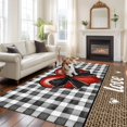 thumbnail image 2 of 5'x7' Area Rugs for Living Room Bedroom, Valentine's Day Washable Rug Carpet Runner Indoor Outdoor, Bow on Red Heart Love Black White Plaid Linen Non Slip Floor Mats Area Rug for Kitchen, Nursery, 2 of 8
