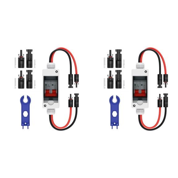 2X Solar Panel Disconnect Switch, 63A DC 1000V Breaker Box PV Switch with IP65 Waterproof