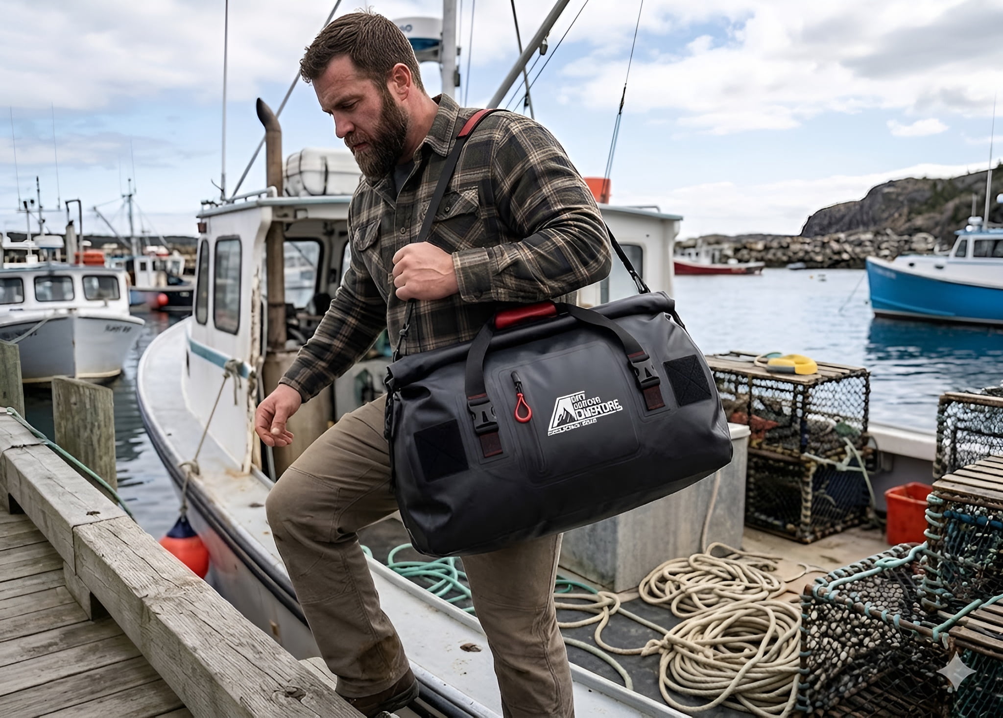 Dry Water Adventure Waterproof Duffel Bag 80L, Heavy Duty Dry Bag for Camping Boating Travel Hiking Kayaking, Marine Grade PVC Roll Top