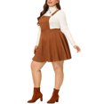 thumbnail image 4 of MODA NOVA Juniors Plus Size Pleated Faux Suede Mini Overall Suspender Skirt, 4 of 6