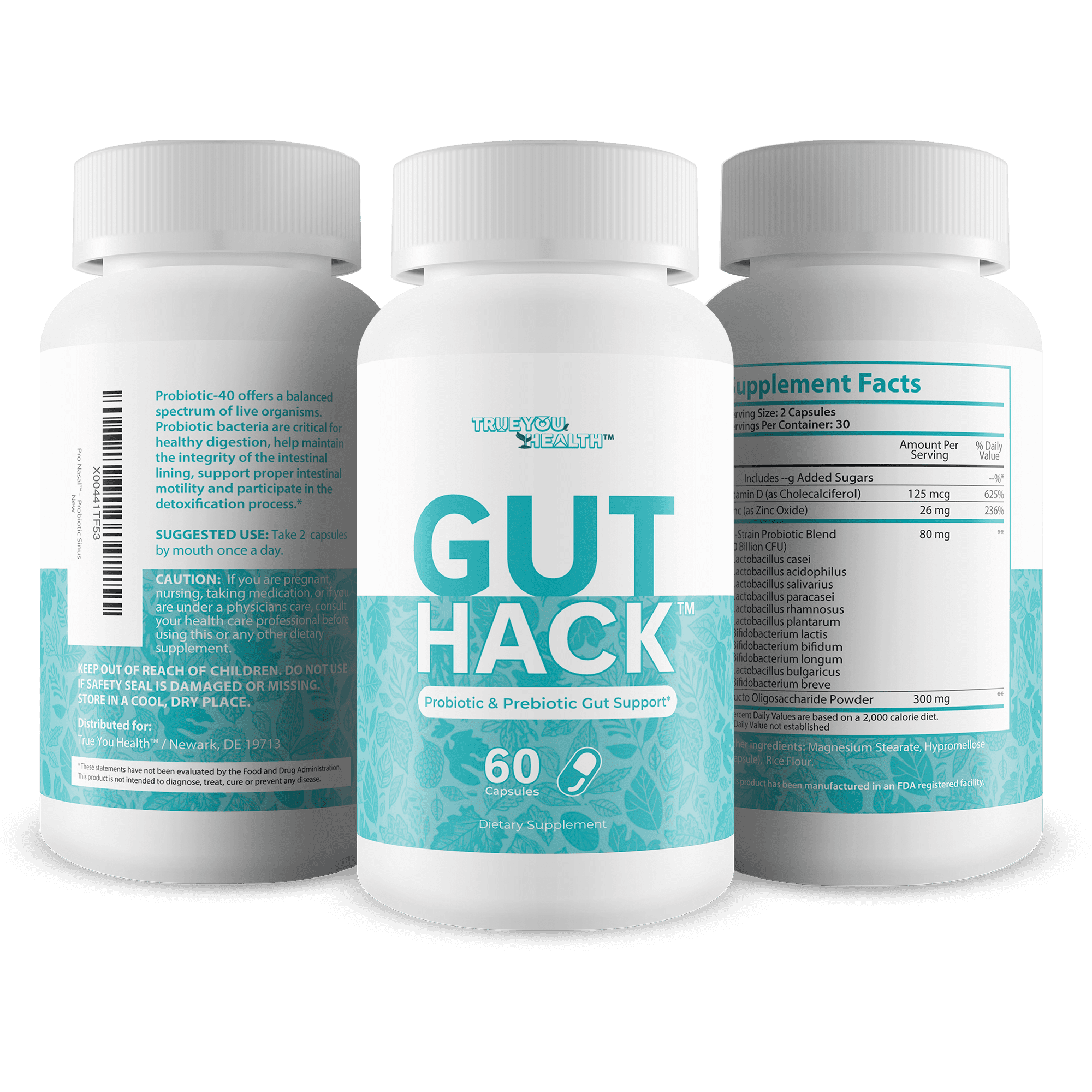 Gut Hack - Our Best Probiotics for Gut Health - Women & Men Probiotics and Prebiotics - Gut Restore Probiotic - Proprietary 11 Strain Probiotic Formula with Vitamin D & Zinc for Deep Immune Support