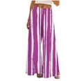 thumbnail image 2 of Aobny Baggy Pants Striped Gaucho Women Pink Pants Full High Waisted Culottes Pants for Womens, 2 of 8