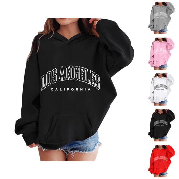 Girls Los Angeles Hoodies Casual Long Sleeve Graphic Hooded Sweatshirt with Pockets Kids Pullover Tops