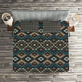thumbnail image 3 of Ambesonne Ethnic Quilted Coverlet 3 Pcs, Knitted Jacquard, Queen Size, Brown and Dark Blue, 3 of 3