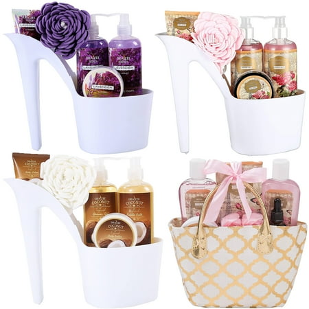 (Set of 4) Draizee Heel Shoe Spa Gift Set – Rose  Lavender  Coconut Scented Bath Essentials & Refreshing Lovely British