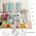 thumbnail image 5 of Easter Bunny Blanket Soft Cozy Warm Throw Blanket for Couch, Plush Fuzzy Flannel Fleece Blankets for Sofa, Spring Watercolor Eggs Flower Wood Grain Bed Blankets Lightweight Gifts for Women, 32"x48", 5 of 9