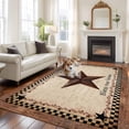 thumbnail image 2 of Western Star Brown Area Rugs 5'x7', Small Throw Rugs for Laundry Room Playroom, Texas Stars Retro Farmhouse Buffalo Plaid Indoor Outdoor Rug Non-Slip Low Pile Carpet Runner Reversible Floor Mats, 2 of 8