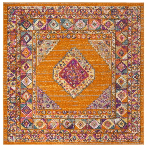 SAFAVIEH Madison Emmet Traditional Oriental Area Rug, Orange/Fuchsia, 8' x 8' Square