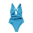 thumbnail image 4 of LUOGENLI Plus Size Swimsuit for Women Tummy Control Pink Women One Shoulder Swimsuit Bikini Swimsuit Irregular Solid Color Monokinis Swimsuit Sky Blue Size XXL, 4 of 5