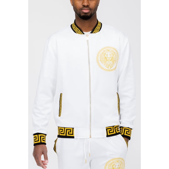 Mens Designer Lion Head Embroidered Full Suit Track Jacket Active Wear