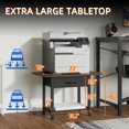 thumbnail image 2 of YAOHUOO 22"x15" Large Printer Stand with Storage Drawer, 2-Tier Under Desk Printer Table for Home Office, Printer Cart fit Fax Ma, 2 of 7