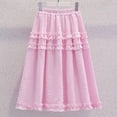 thumbnail image 7 of DAETIROS Girls Gingham Skirt Pink Tiered Ruffle Maxi Skirt for Kids Elastic Waist Long Swing Skirt Casual Party School Outfit,Size 7-8T, 7 of 7