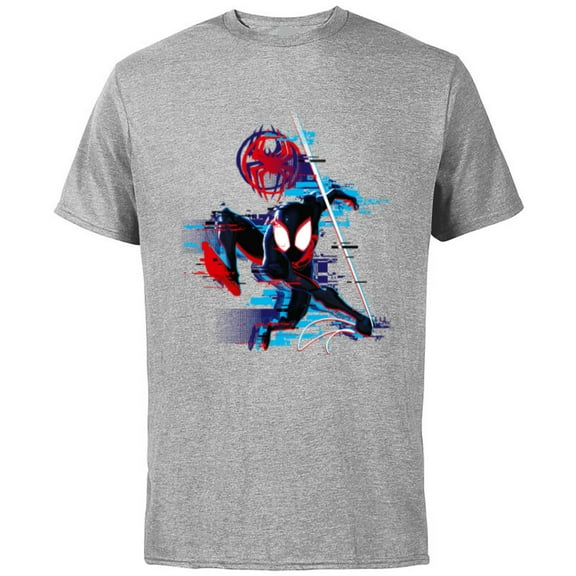 Marvel Spider-Man: Across the Spider-Verse Miles Glitch - Short Sleeve Cotton T-Shirt for Adults - Customized-Athletic Heather