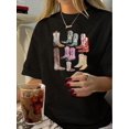 thumbnail image 1 of Women's Vintage-Inspired Geometric Print T-Shirt - Casual Crew Neck, Short Sleeve, Breathable Polyester, Machine Washable - Perfect for Spring & Summer, 1 of 7