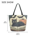 thumbnail image 5 of FORMRS Womens Canvas Tote Bag with Zipper Inner Pocket Shoulder Handbag, Black Halloween Cat, 5 of 7
