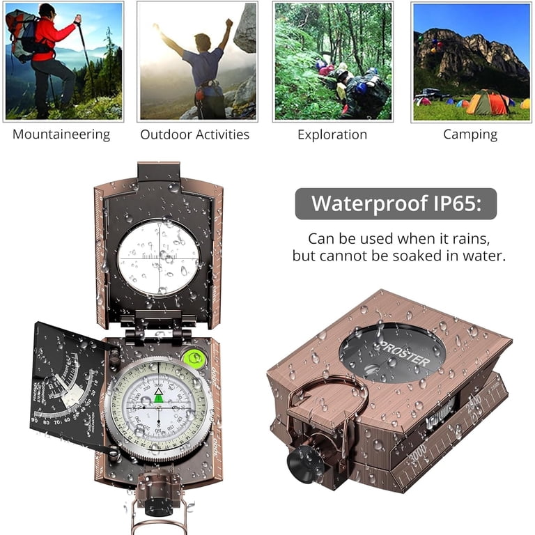 Proster IP65 Compass Hiking Survival - Lensatic Sighting Compass