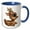 Blue/White, variant on 3drose, Cute Big Eyed Baby Deer Buck with Christmas Holly Berry Illustration, 11oz Two-tone Red Mug