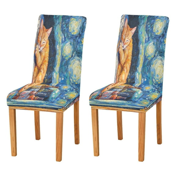 BZSMCE Chairs Slipcovers Dining Chair Covers Sleeping Cat Printing Creative Pattern