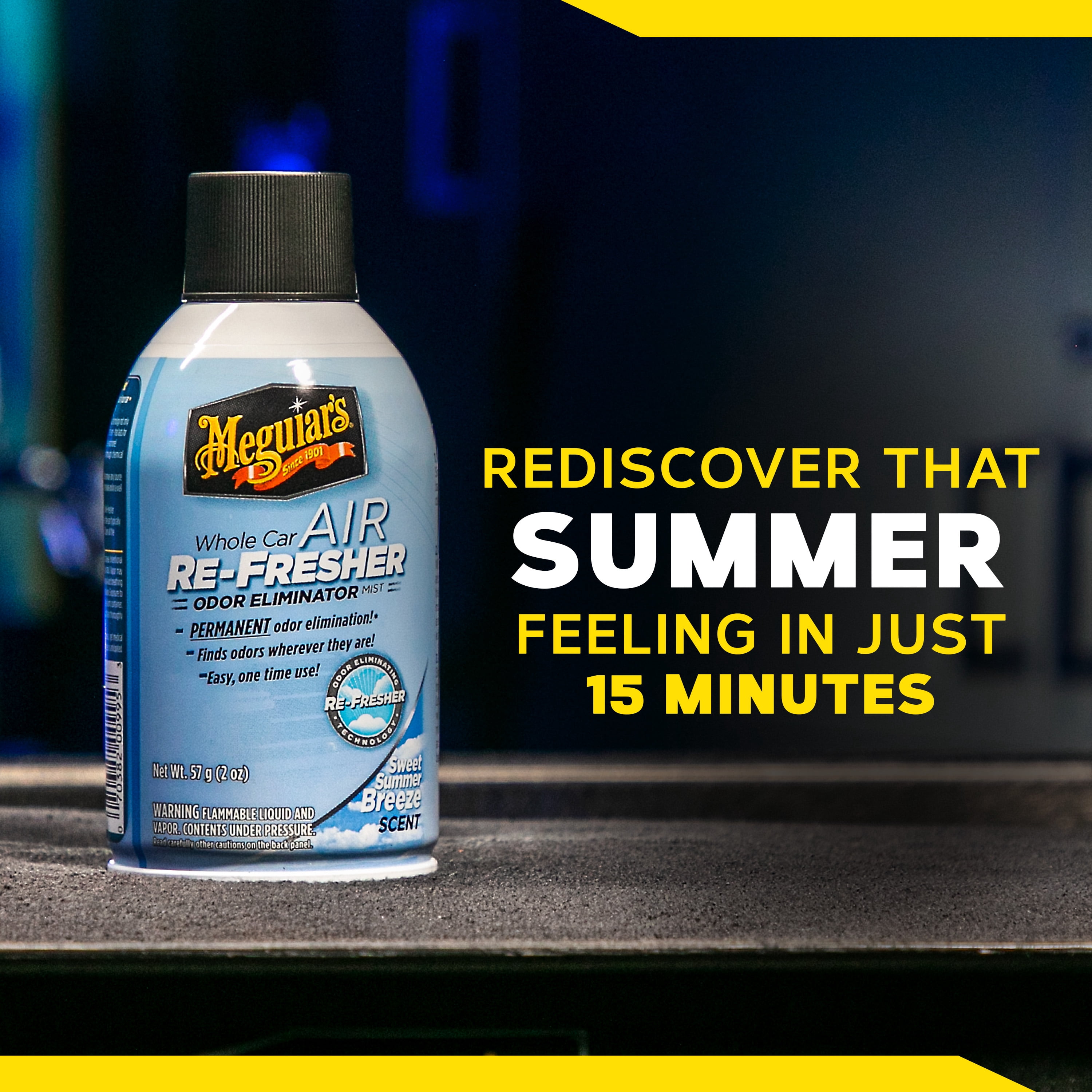Meguiar's Whole Car Air Refresher, Odor Eliminator Spray Eliminates Strong Vehicle Odors, Summer Breeze 2 Oz Spray Bottle