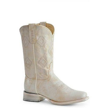 

Women s Roper Aztec Leather Boots Handcrafted White