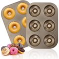 thumbnail image 1 of Donut Baking Pans, Non Stick 6 Cavity Pan,gold 10.4*7.2*1.7 Inches, 1 of 3