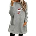 thumbnail image 1 of Pisexur Chandails en Molleton de Noël pour Femmes en Polaire Douce à Manches Longues Col Rond Imprimé Verre de Vin Rouge Chandail-Over Chaud d'Hiver avec Poches, 1 of 3