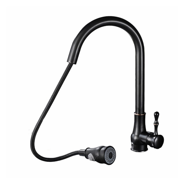 Modern Pull Down Spout Kitchen Faucet Deck Mounted Black Stream Sprayer Kitchen Mixer Taps Single Handle Pull Out Spout ,Effortless Installation