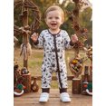 thumbnail image 5 of Cjfdfy Newborn Baby Boy Hunting Clothes Animal Angling Print Long Sleeve Zipper Romper Baby Cute Western Romper Funny Coming Home Fall Winter Outfit 0-18M﻿, 5 of 9