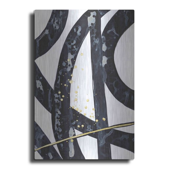 Luxe Metal Art 'Onyx Tracery I' by Renee W Stramel, Metal Wall Art, 16"x24"