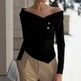 thumbnail image 2 of HongQid Women's Casual Long Sleeve Off-The-Shoulder Tee Going Out Tops, 2 of 7