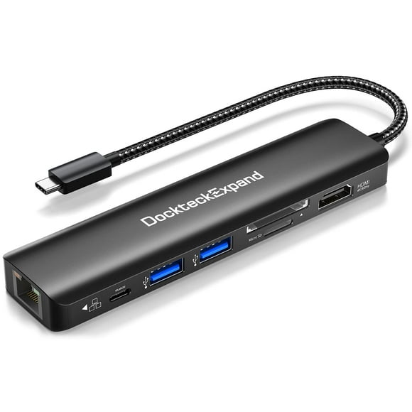 Hub USB C DockTeckExpand 7 en 1 con HDMI 4K, Ethernet de 1 Gbps