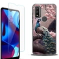 thumbnail image 1 of Slim-Fit Fashion Phone Case for Motorola Moto G Pure, with Tempered Glass Screen Protector, by OneToughShield ® - Peacock Flower, 1 of 3